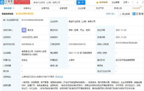 紫金礦業(yè)上海再布局 10億注冊資本投資公司瞄準國內(nèi)貿(mào)易代理新賽道